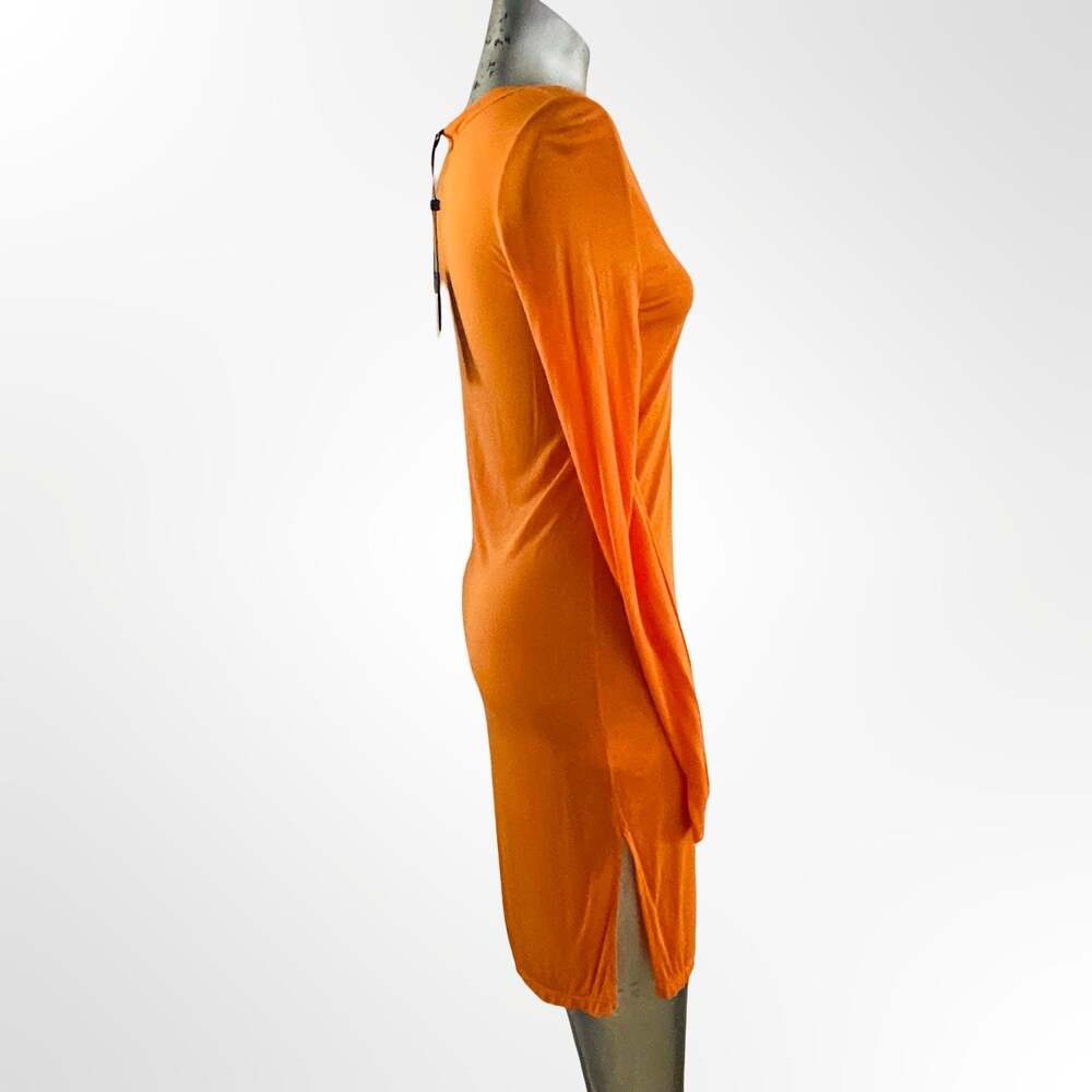BCBGMAXAZRIA KNY6B574-8J2 Knit Dress Jersey Orange Persimmon Long Sleeve Size S - Picture 2 of 4
